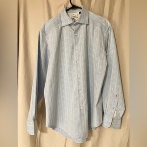Robert Graham powder blue & white classic long sleeve button down shirt.